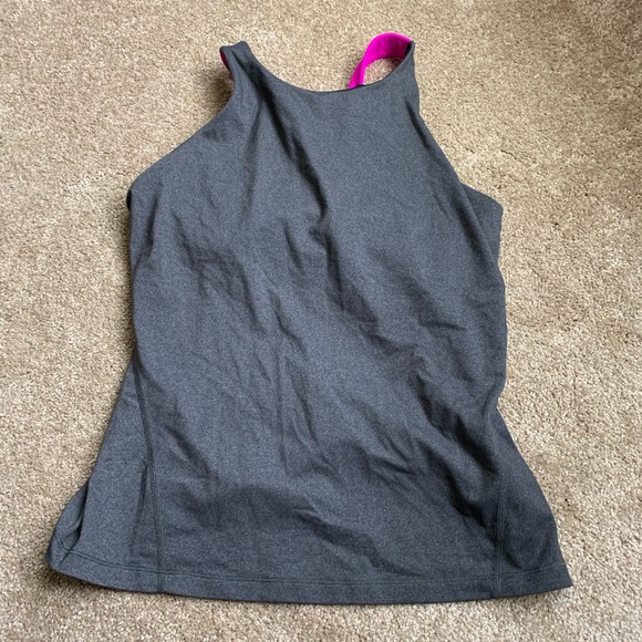 Tops - grey & hot pink workout top